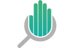 Rephrain logo - graphic hand and magnifier